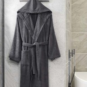 Tmavě šedý bavlněný župan velikost S/M – Mila Home