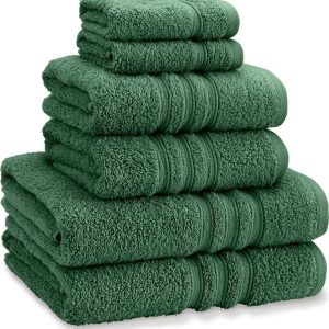 Tmavě zelené froté bavlněné ručníky a osušky v sadě 6 ks Zero Twist – Catherine Lansfield
