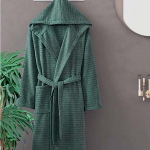 Tmavě zelený bavlněný župan velikost S/M – Mila Home