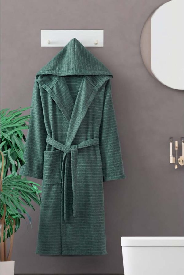 Tmavě zelený bavlněný župan velikost S/M – Mila Home