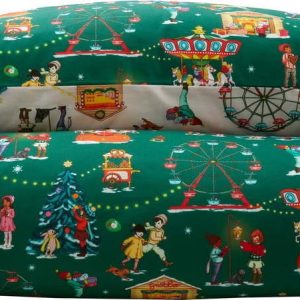 Zelené bavlněné dětské povlečení do postýlky 120x150 cm Christmas Fairground – Belle & Boo