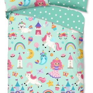 Bavlněné dětské povlečení na jednolůžko v mentolové barvě 140x200 cm Fantastic – Good Morning