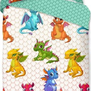 Bavlněné dětské povlečení na jednolůžko/prodloužené 140x220 cm Dragons – Good Morning