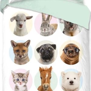 Bavlněné dětské povlečení na jednolůžko/prodloužené 140x220 cm Young Animals – Good Morning