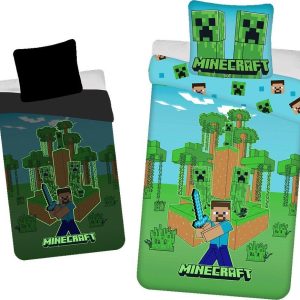 Bavlněné dětské povlečení se svítícím efektem na jednolůžko 140x200 cm Minecraft "Jungle Fight" – Jerry Fabrics
