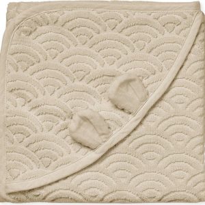 Béžová dětská osuška s kapucí z Bio bavlny 80x80 cm Almond – Cam Cam Copenhagen