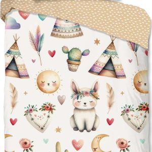 Béžové bavlněné dětské povlečení na jednolůžko 140x200 cm Luz – Good Morning