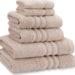 Béžové froté bavlněné ručníky a osušky v sadě 6 ks Zero Twist – Catherine Lansfield