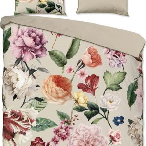 Béžové povlečení na dvoulůžko/prodloužené z bavlněného saténu 200x220 cm Fiori – Descanso