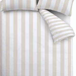 Béžovo-bílé povlečení na dvoulůžko 200x200 cm Cove Stripe – Catherine Lansfield