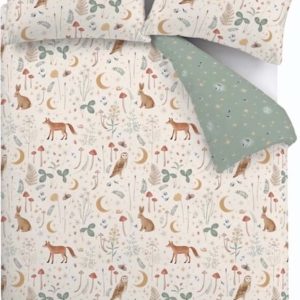 Prodloužené zeleno-béžové povlečení na dvoulůžko 230x220 cm Enchanted Twilight – Catherine Lansfield