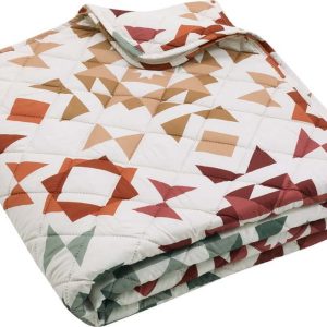 Béžový prošívaný přehoz 220x230 cm Autumn Patchwork Geo – Catherine Lansfield