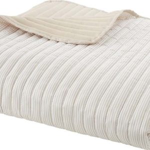 Béžový prošívaný přehoz 220x230 cm Stripe – Catherine Lansfield