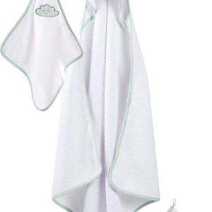 Bílá bavlněná dětská osuška s kapucí 80x80 cm Happy Cloud – Roba