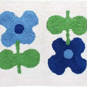 Bílá/modrá koupelnová předložka 50x80 cm Blue Flowers – Rex London