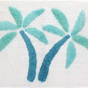 Bílá/modrá koupelnová předložka 50x80 cm Palm Trees – Rex London
