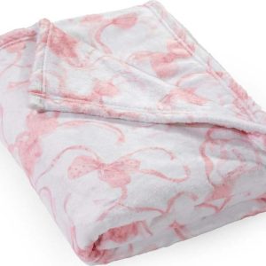 Bílá/růžová deka z mikroplyše 200x240 cm Bow – Catherine Lansfield