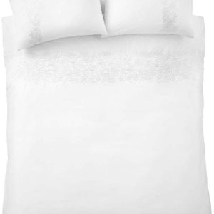 Bílé bavlněné povlečení na jednolůžko 135x200 cm Embroidery Floral – Bianca