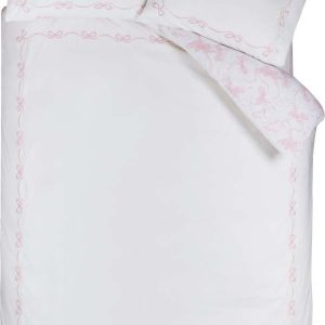 Bílé povlečení na dvoulůžko/prodloužené 230x220 cm Bow Embroidery – Catherine Lansfield