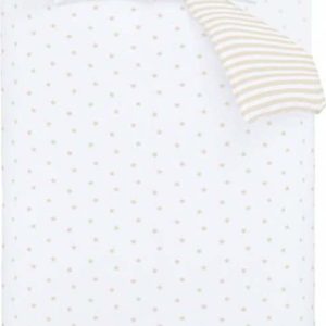 Bílé/béžové bavlněné dětské povlečení do postýlky 120x150 cm Mini Star & Stripes – Bianca