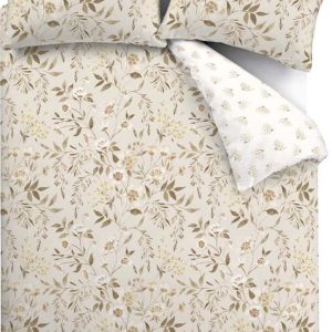 Bílé/béžové povlečení na dvoulůžko 200x200 cm Isadora Floral – Catherine Lansfield