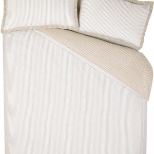 Bílé/béžové povlečení na dvoulůžko/prodloužené 230x220 cm Oxford Pinstripe – Catherine Lansfield