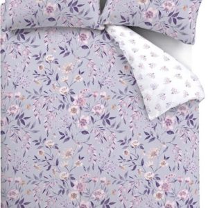 Bílé/fialové povlečení na dvoulůžko/prodloužené 230x220 cm Isadora Floral – Catherine Lansfield