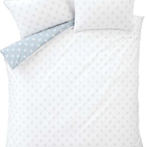 Bílé/modré bavlněné povlečení na dvoulůžko 200x200 cm Esme Floral – Bianca