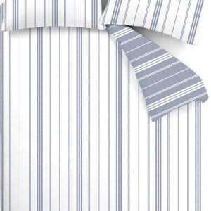Bílé/modré povlečení na dvoulůžko/prodloužené 230x220 cm Harbour Stripe – Catherine Lansfield