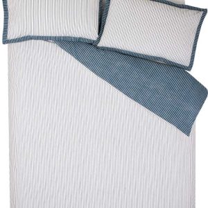 Bílé/modré povlečení na dvoulůžko 200x200 cm Oxford Pinstripe – Catherine Lansfield
