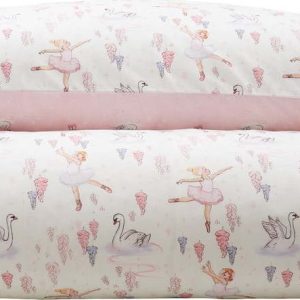 Bílé/růžové bavlněné dětské povlečení na dvoulůžko 200x200 cm Ballerina – Belle & Boo