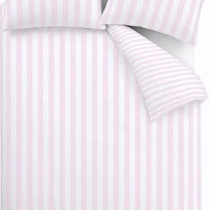 Bílé/růžové povlečení na dvoulůžko/prodloužené 230x220 cm Stripe Tease – Sassy B