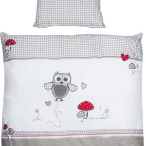 Bílé/šedé bavlněné dětské povlečení do postýlky 80x80 cm Adam & Eule – Roba