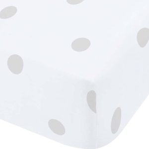 Bílé/šedé napínací flanelové prostěradlo 150x200 cm Polka Dot – Catherine Lansfield
