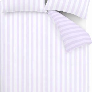 Bílé/v levandulové barvě povlečení na dvoulůžko/prodloužené 230x220 cm Stripe Tease – Sassy B