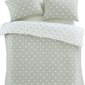 Bílé/zelené flanelové povlečení na dvoulůžko 200x200 cm Polka Dot – Catherine Lansfield