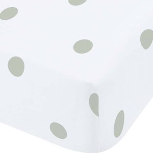 Bílé/zelené napínací flanelové prostěradlo 150x200 cm Polka Dot – Catherine Lansfield