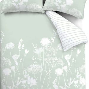 Bílé/zelené povlečení na dvoulůžko/prodloužené 230x220 cm Meadowsweet Floral – Catherine Lansfield