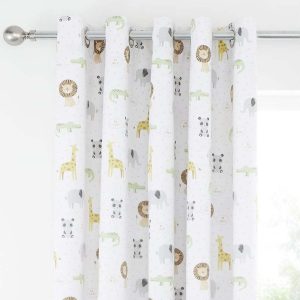 Bílý dětský závěs 2 ks 168x183 cm Roarsome Animals – Catherine Lansfield