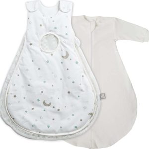 Bílý/béžový bavlněný dětský spací pytel 50x66 cm Sternenzauber – Roba