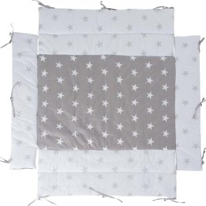 Bílý/šedý mantinel do postýlky s příměsí bavlny 96 cm Little Stars – Roba