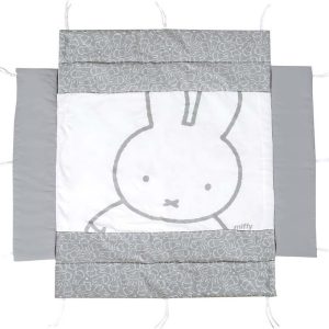 Bílý/šedý mantinel do postýlky s příměsí bavlny 96 cm Miffy – Roba