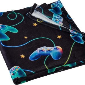 Černá/modrá dětská deka z mikroplyše 130x170 cm Gamer – Catherine Lansfield