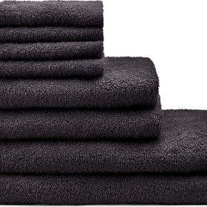 Černé rychleschnoucí/froté bavlněné ručníky a osušky v sadě 8 ks Quick Dry – Catherine Lansfield