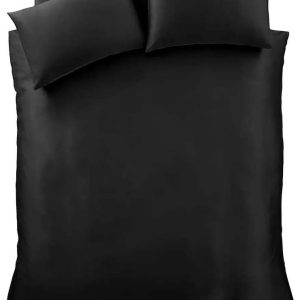Černé saténové povlečení na dvoulůžko/prodloužené 230x220 cm Silky Soft – Catherine Lansfield