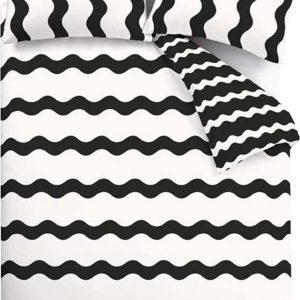 Černobílé povlečení na dvoulůžko 200x200 cm Waves – Sassy B