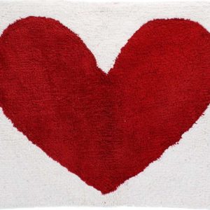 Červená/bílá koupelnová předložka 50x80 cm Heart – Rex London