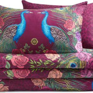 Fialové povlečení na jednolůžko z bavlněného saténu 135x200 cm Xanadu Peacock – Matthew Williamson