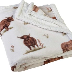 Hnědá/béžová deka z mikroplyše 130x170 cm Angus Highland Cow – Catherine Lansfield