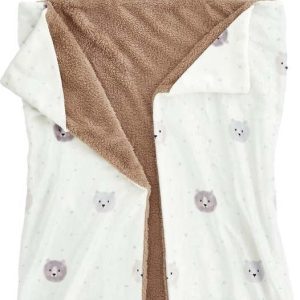 Hnědá/krémová dětská deka s kapucí z mikroplyše 90x125 cm Cosy Bear – Catherine Lansfield